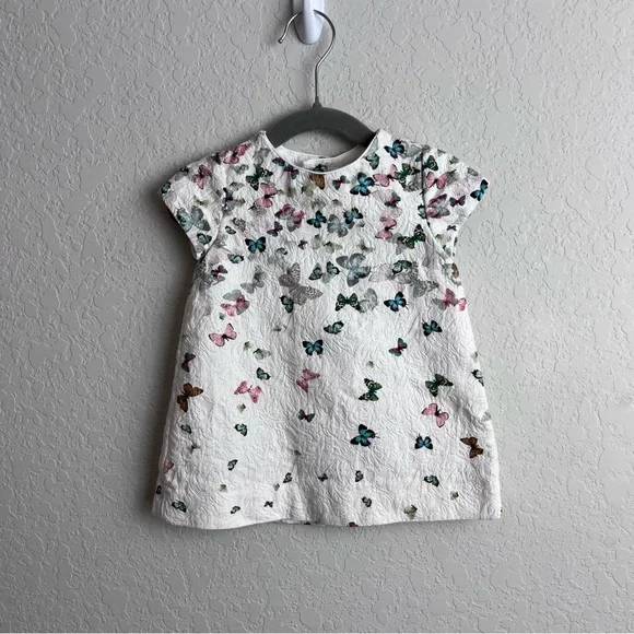 Zara Baby Girl Dress Mini Top Butterfly Print Pink Blue White Kids - Picture 2 of 9